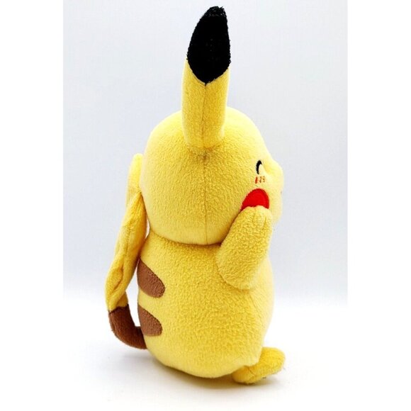 TOMY Pokemon Blushing Smiling Pikachu Plush Stuffed Animal Toy 8” Eyes Closed - Picture 2 of 4